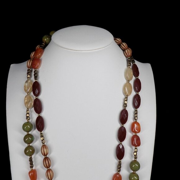 Premier Designs 54" Long Necklace Bronze Multi-color Stones Beads Mango Madness - Picture 4 of 8